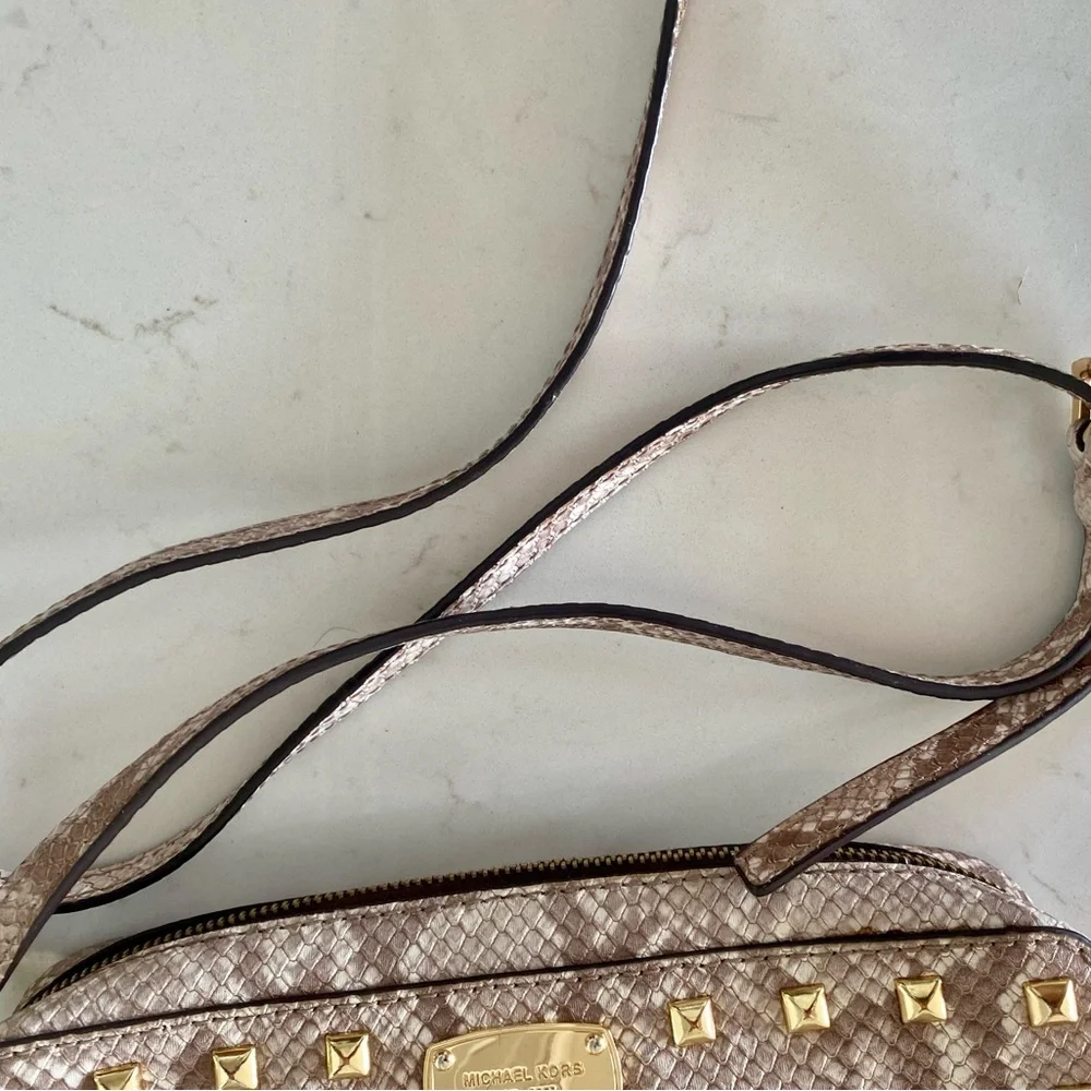 Michael Kors East West Jet Set Snake Python Embossed Crossbody Bag Purse